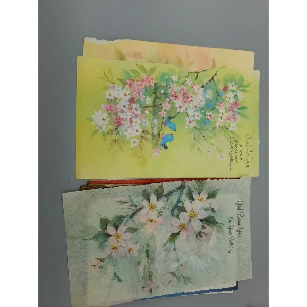 15 Old Vintage‎ Used Greeting Card Fronts for Crafts Mice Flowers Birthday